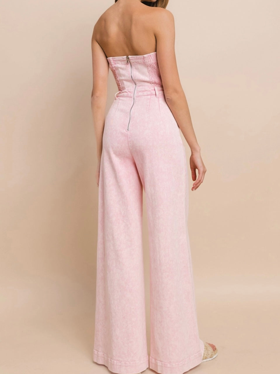 Just Sweet Pink Denim Jumpsuit