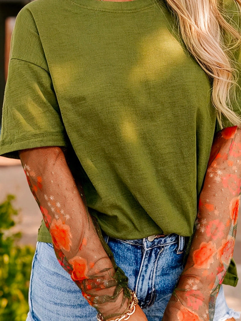 Double It Mesh Sleeve Tee