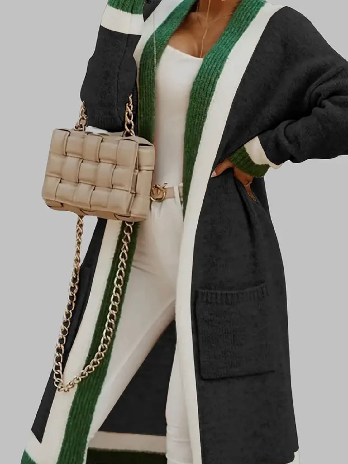 Longline Colour Block Cardigan