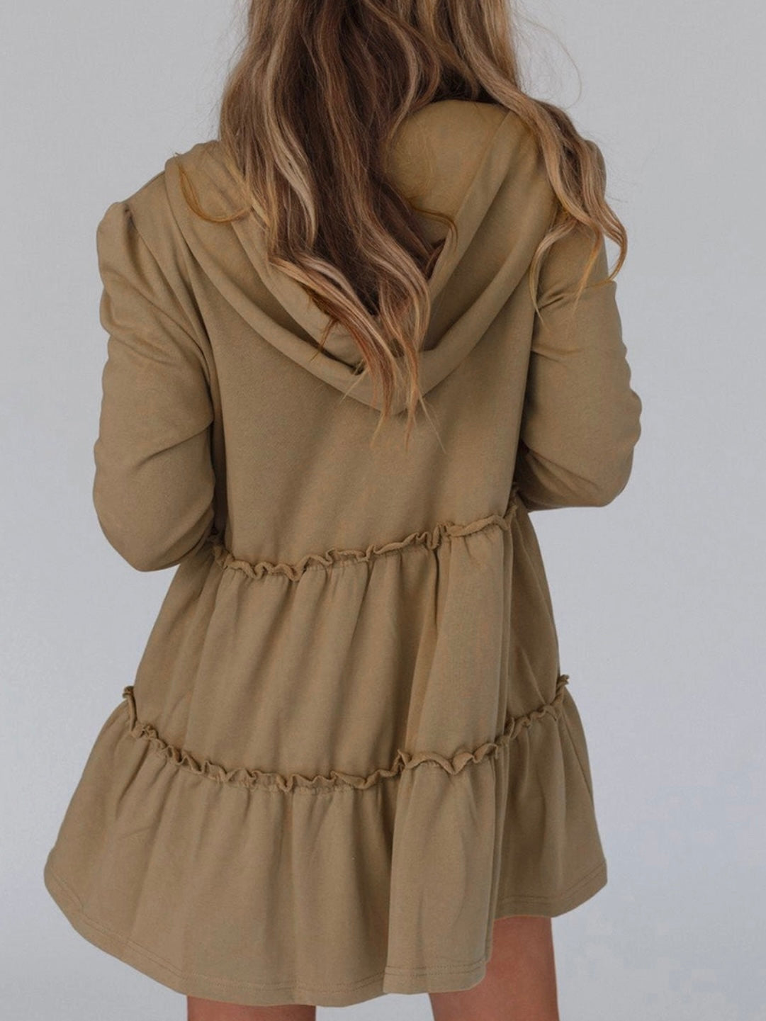 Long Fit Ruffled Hoodie