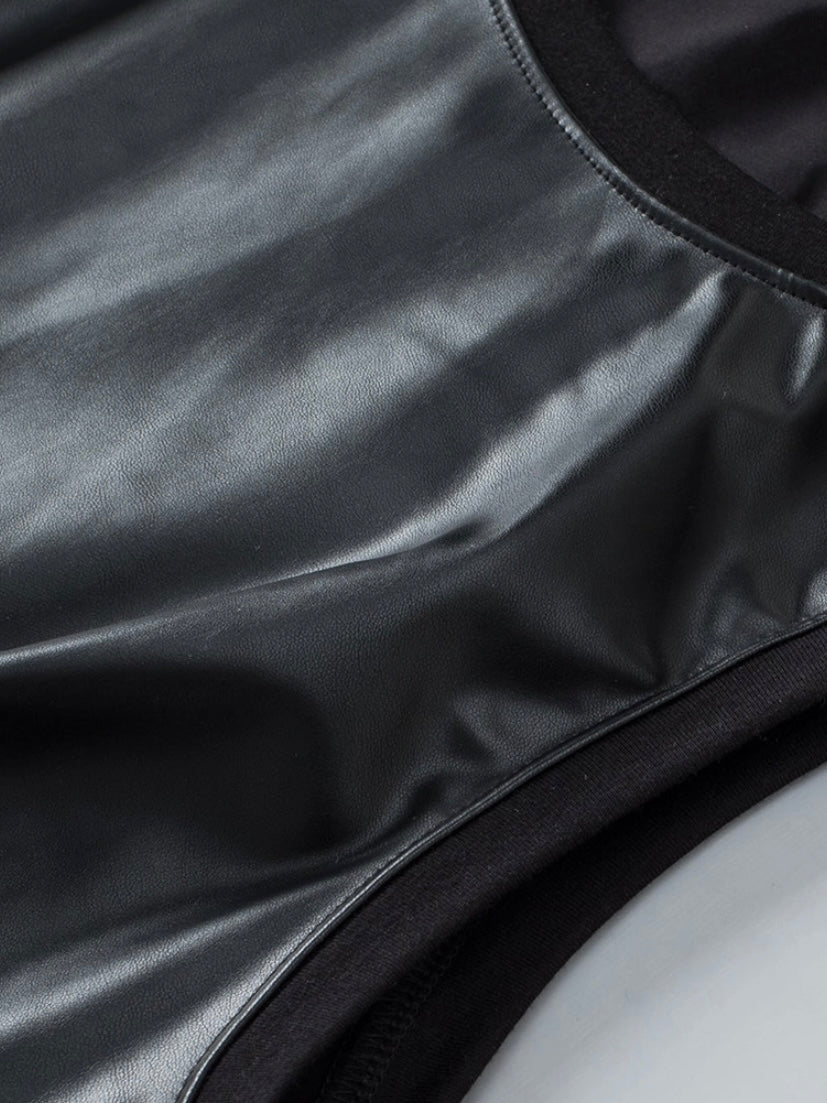 Faux Leather Racerback Tank Top