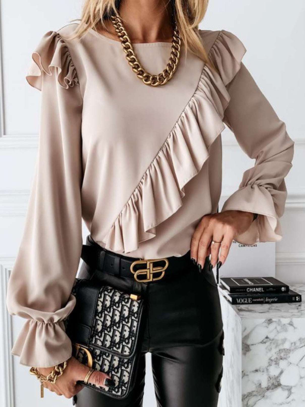 Venetian Ruffle Blouse Top