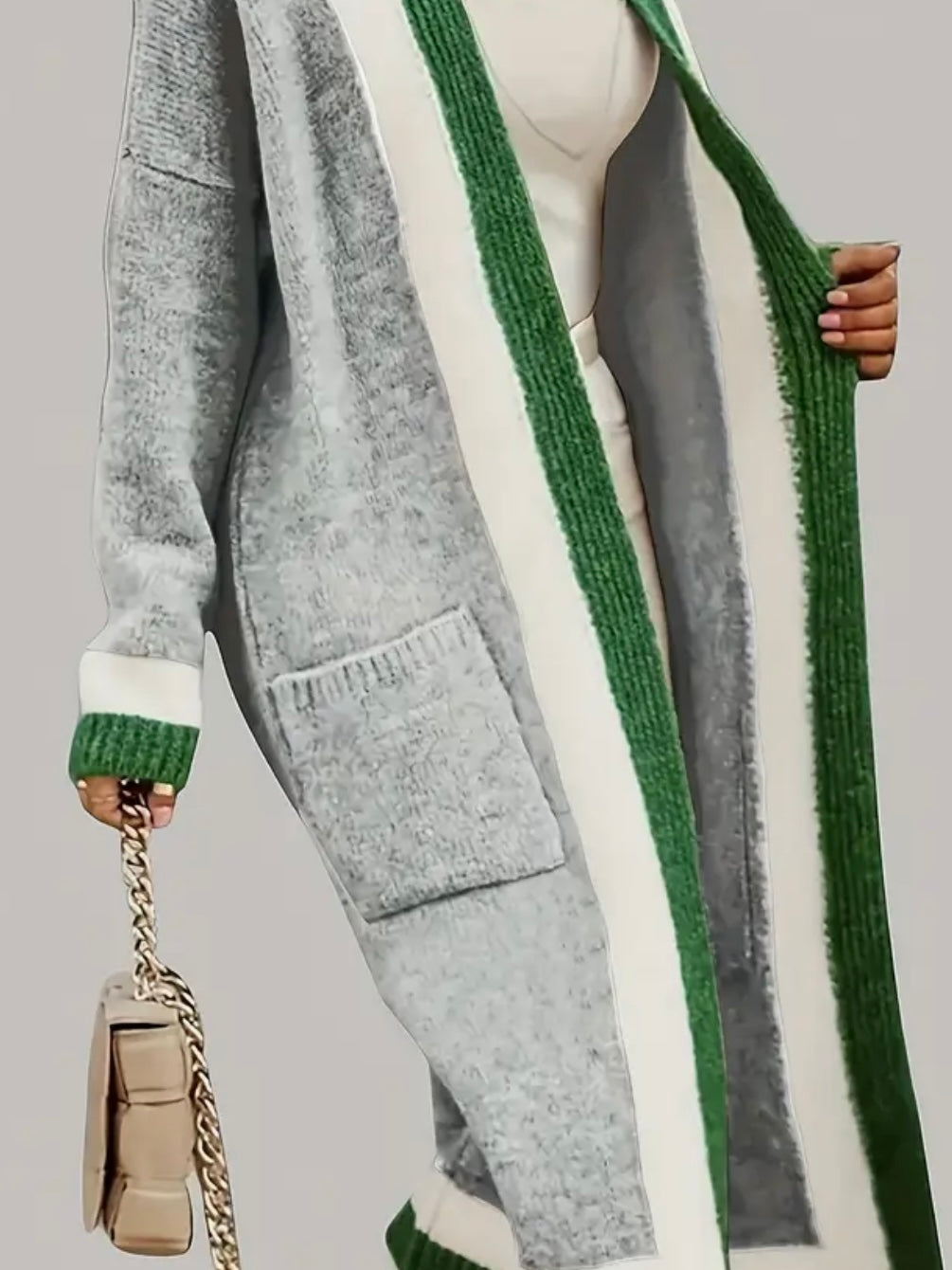 Longline Colour Block Cardigan