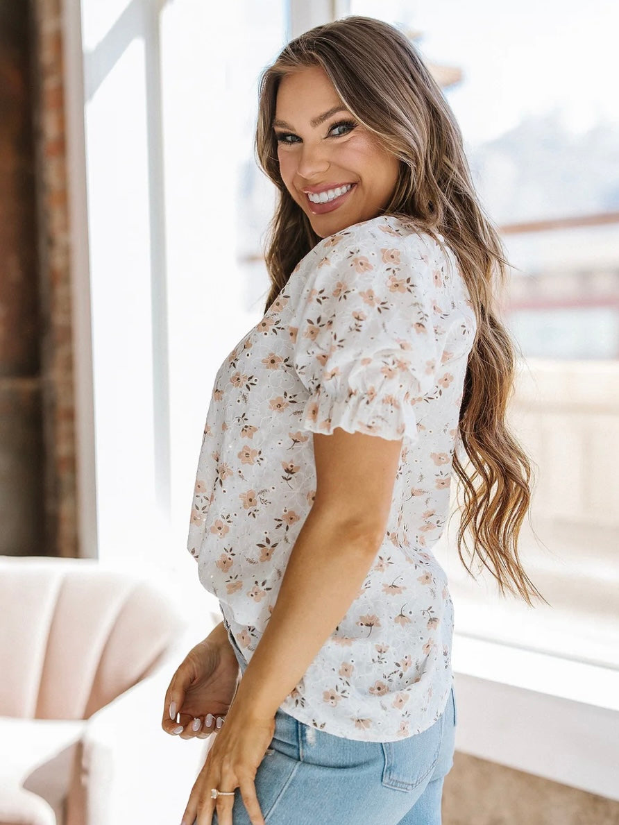 Peach Petal Eyelet Top