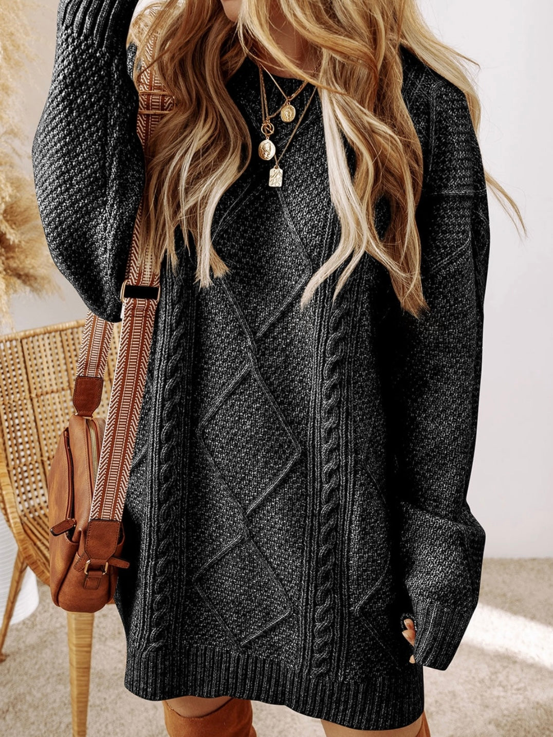 Candace Cable Knit Sweater Dress