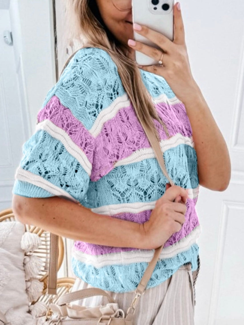 Cotton Candy Crochet Tee