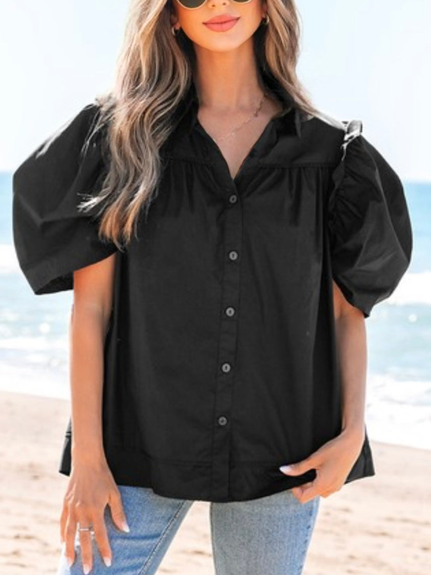 Chic Noir Poplin Top