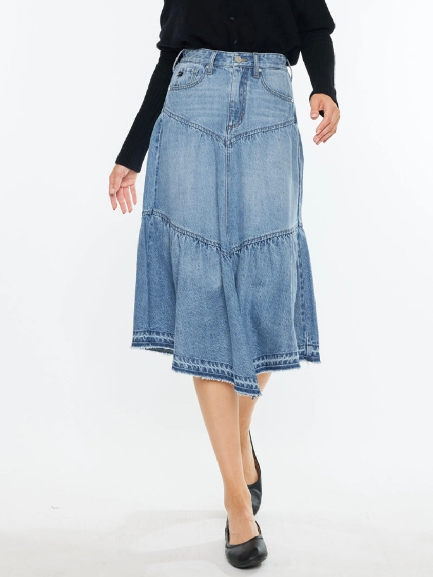 Hills Ranch Ruffle Denim Skirt